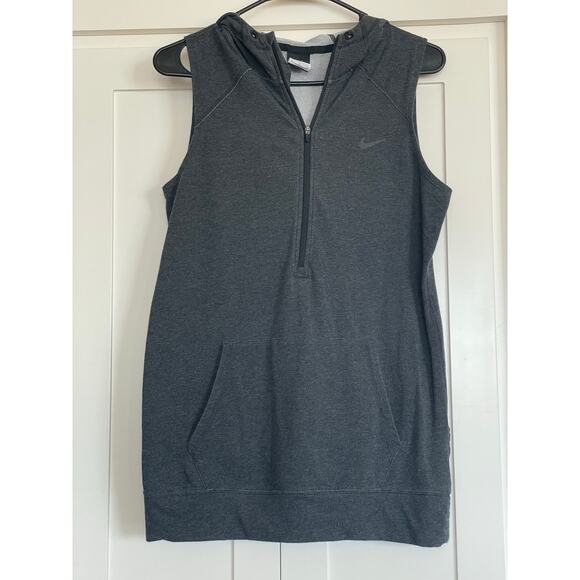 Nike Tops - Nike  Dri-Fit Women's Obsessed gray pullover hoodie 1/2 zip sleeveless SM